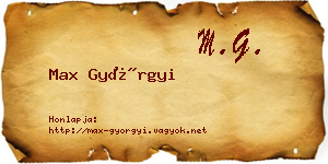 Max Györgyi névjegykártya
